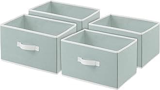 Kuber Industries Foldable Boxes For Storage (Pack of 4) - Multipurpose Storage Organizer For Clothes | Wardrobe | Closet | Toys | Books | Home - Undergarment Organizer Basket With Handle (Light Grey)