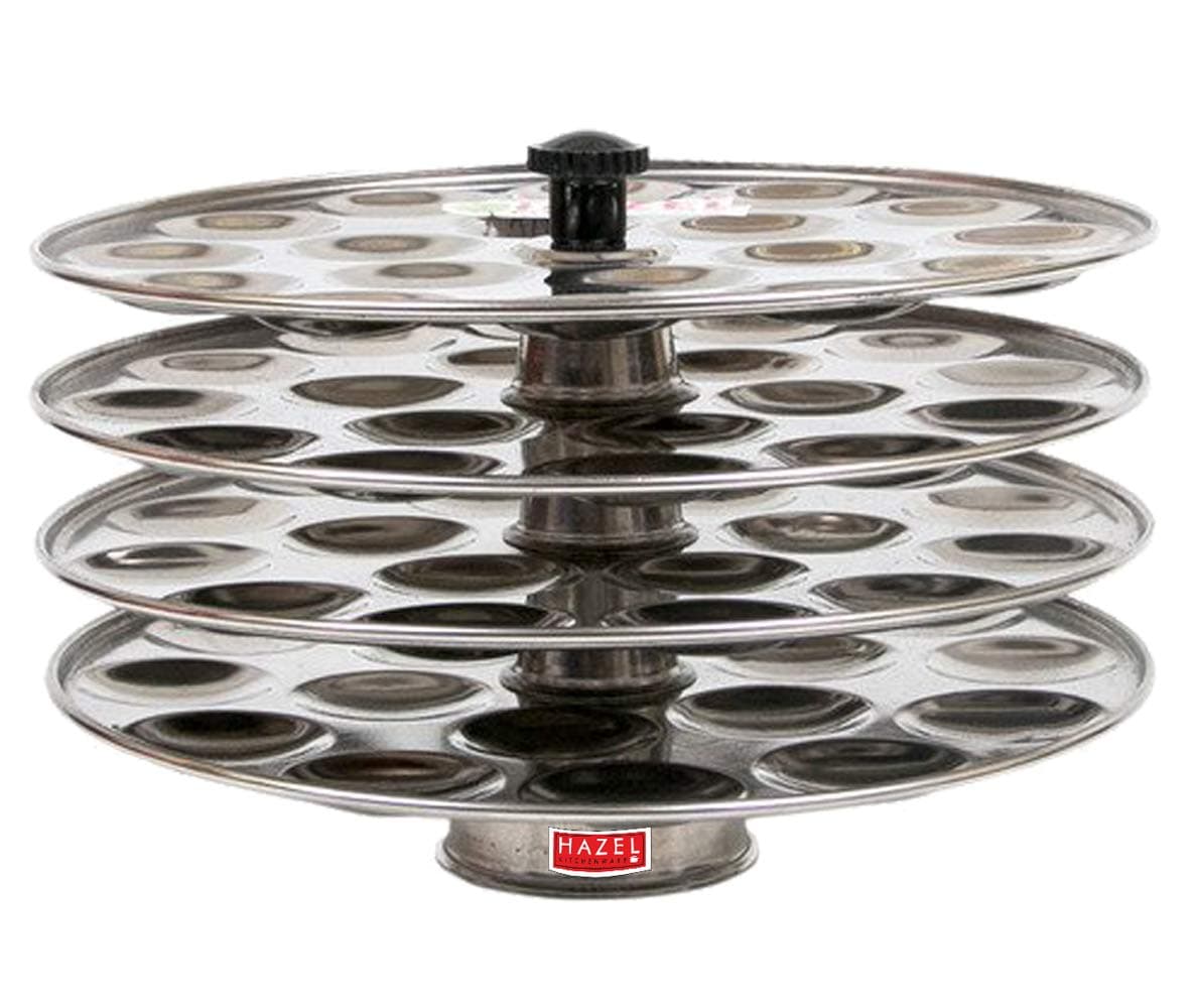 Hazel Mini Idli plate (4 Plate)- 18 Idlies per plate,Stainless Steel,Silver