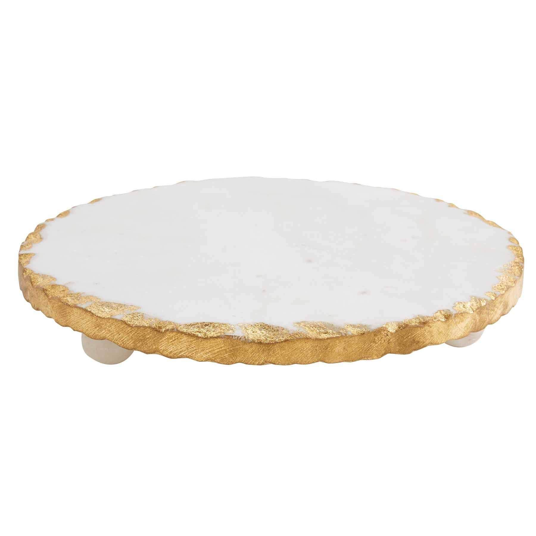 Marble Trivet, 1 1/4" x 8 1/2" dia, Gold