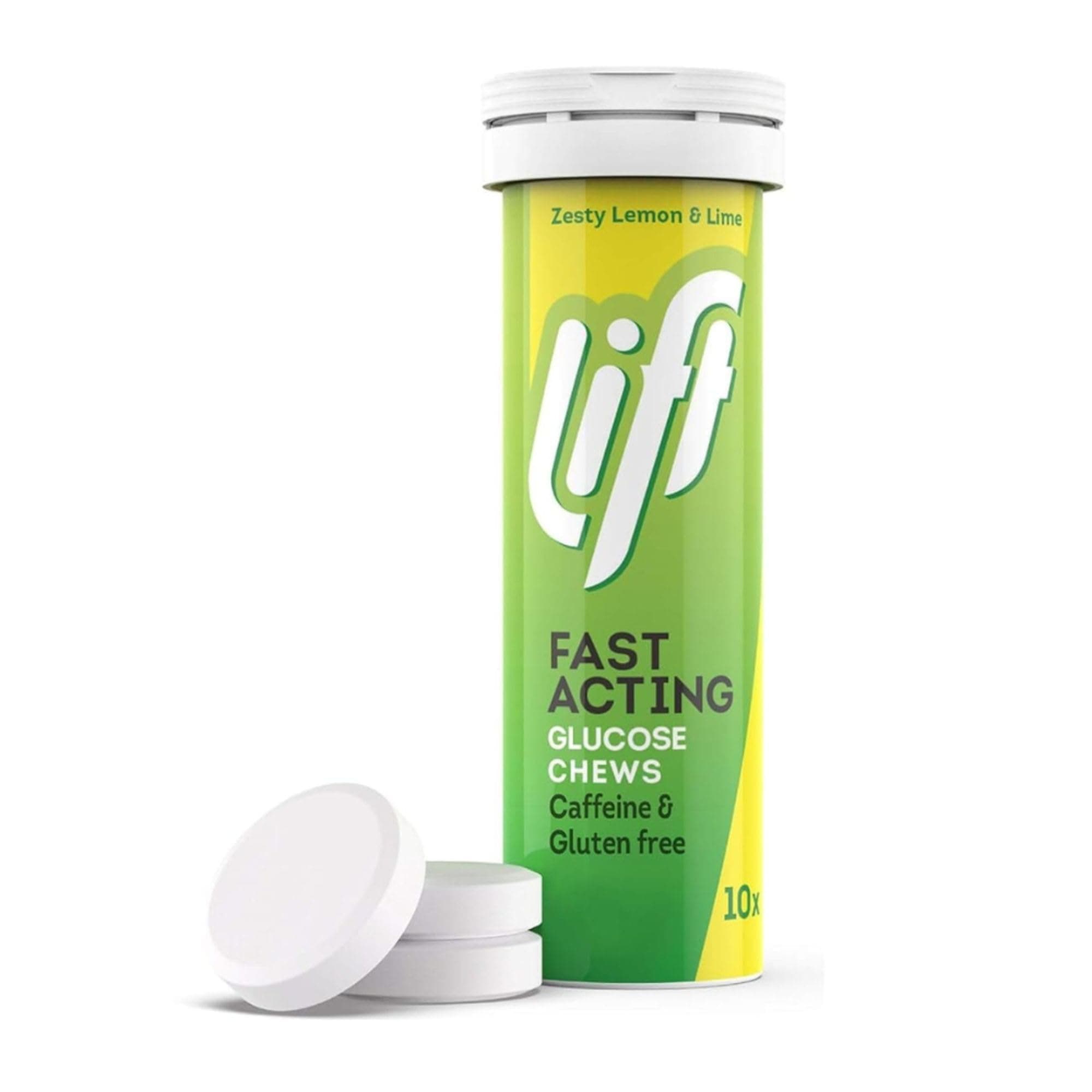 Lift | Fast-Acting Glucose Chewable Energy Tablets | Lemon & Lime | 12 Pack of 10-Tablet Tubes