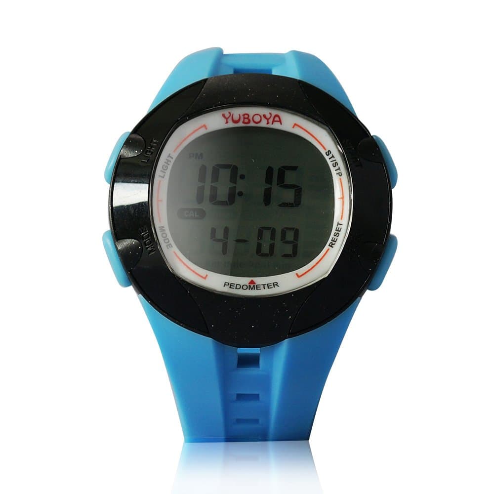 Yuboya Multi-functional Waterproof Sport Watch Alarm with Backlit Digital3D Calorie Wrist Pedometer Watch With High-grade PU Watchband, With 6 Mode-- Pedometer Mode; Stopwatch Mode; Date&Time Mode ; Accumulate Data Mode; Alarm Mode; Data Memory Mode (Blue)