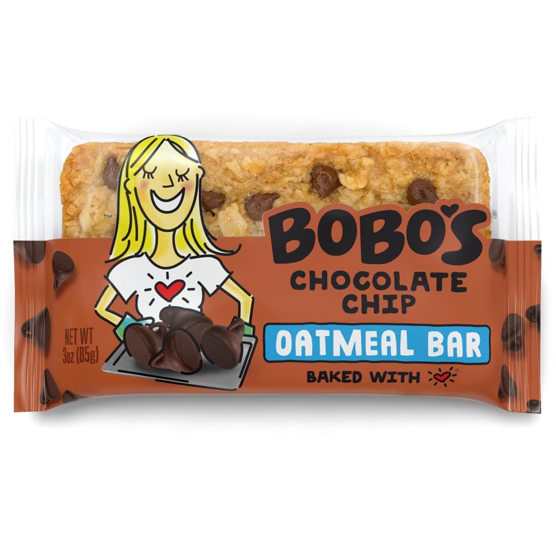 BOBO's Chocolate Chip Oat Bars, Simple Ingredients, Whole Grain Oats, Plant Based, Gluten Free Breakfast Bars, Non-GMO, Healthy Snacks for Adults & Kids (12 Bars)