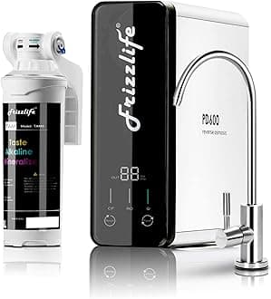 Frizzlife Reverse Osmosis Water Filter - Alkaline Mineral pH+, NSF/ASNI 58&53&42&372 Standard, 600GPD Tankless RO Reverse Osmosis System, Under Sink, 2:1 Pure to Drain, Reduce FPAS/PFOA, PD600-TAM3