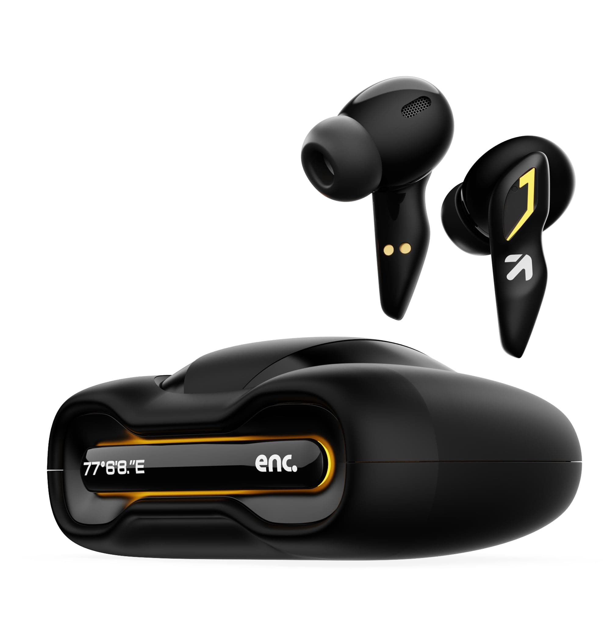- UFO with 48H Playtime, Built-in App Support, 45ms Low Latency Gaming, 4 Mics ENC, Breathing LEDs, 13mm Bass Drivers Ear Buds TWS, Made in India (Black Gloss)