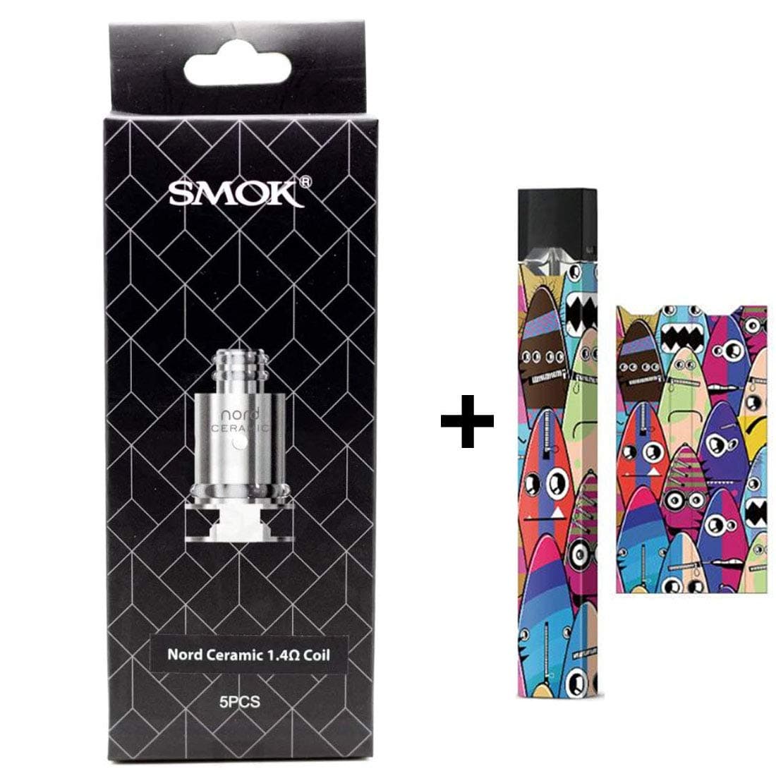 PARAWEYSE Authentic SMOK Nord Replacement Coils Nord Ceramic 1.4 Ohm Core Head for Nord Kit with Skin Wrap for JUUL