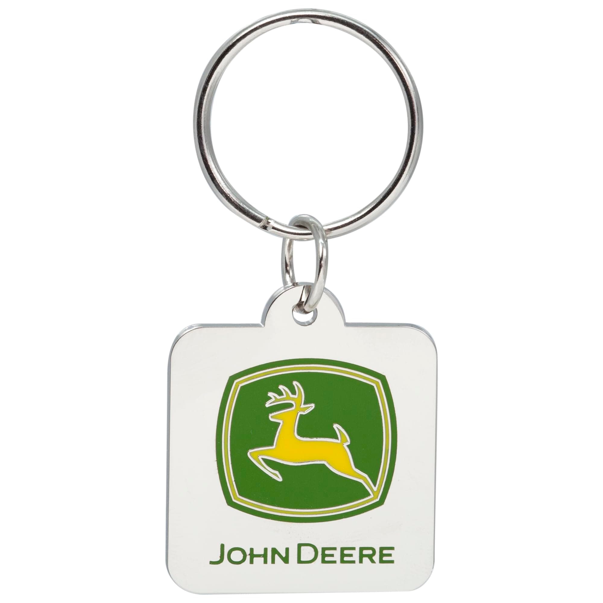004173R01 John Deere Logo Enamel Keychain,Silver