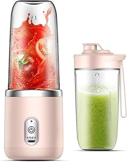 MISBAH Portable Mini Blender, Fresh Juice Blender, USB Personal Mixer with a Juice Smoothie Cup 6 Blades, 260ml Portable Blender Shakes for Travel, Car, Gym, Personal Baby Food, Pink