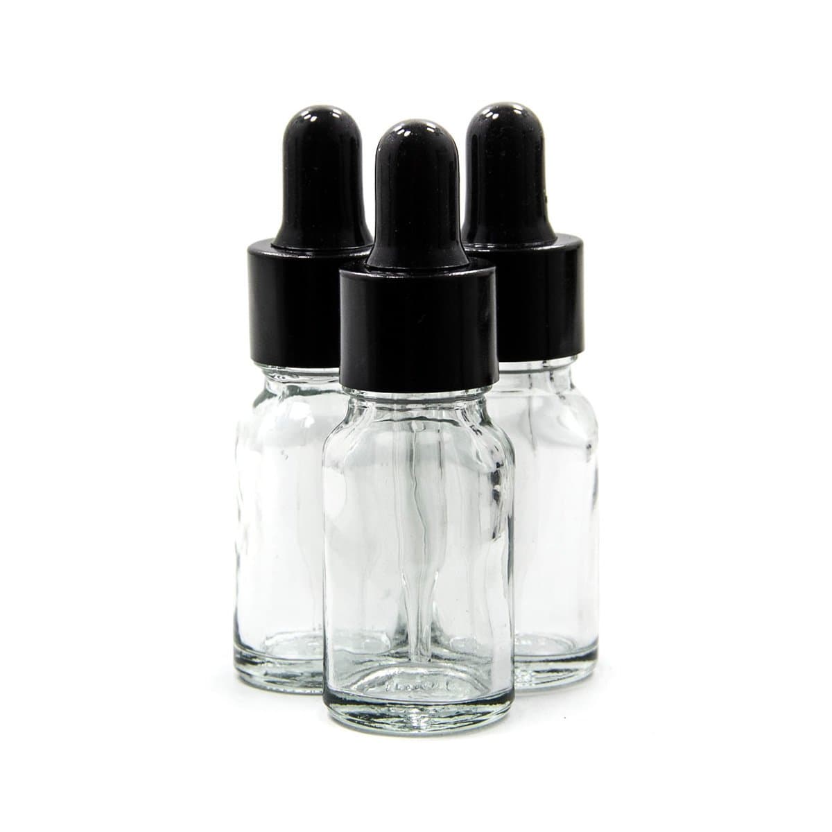 12pcs 15mL (1/2oz) Clear Glass Bottle with Eye Dropper | Compact for Travel & Suitable for E-Juice / Most Liquid Storage