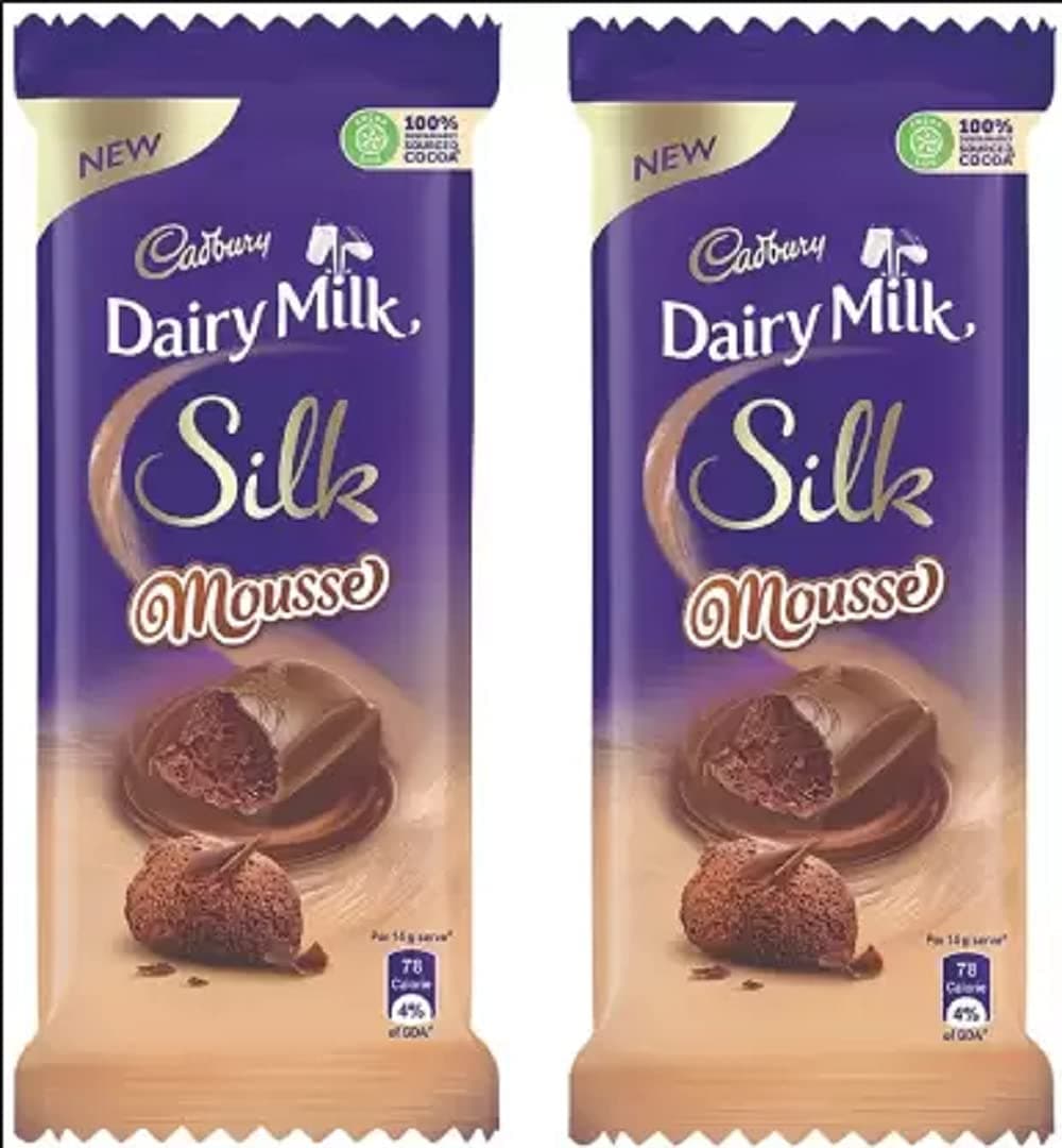 Cadbury Dairy Milk Silk Mousse Chocolate 116 Gram Pack of 2 Bars, Caramels (2 x 116 g)