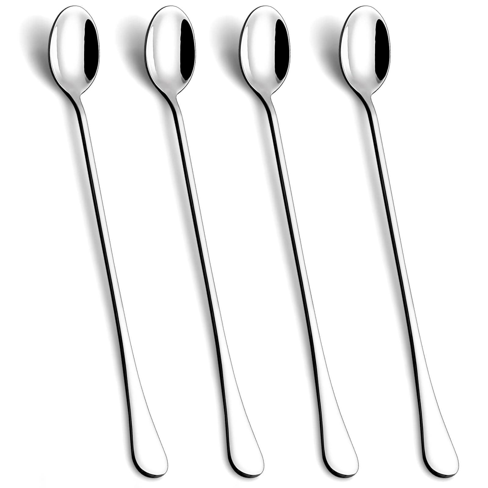 Lovingly Yours 9.5-Inch Long Handle Iced Tea Spoon, Coffee Spoons, Ice Cream Spoons, Stainless Steel Cocktail Stirring Spoons, Set of 4