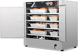 ROVSUN Hot Box Food Warmer Pizza Warmer w/Removable Shelves Water Tray, 4-Tier Commercial Food Warmer Hot Holding Cabinet Pretzel Warmer Electric Countertop for Catering Buffet Restaurant