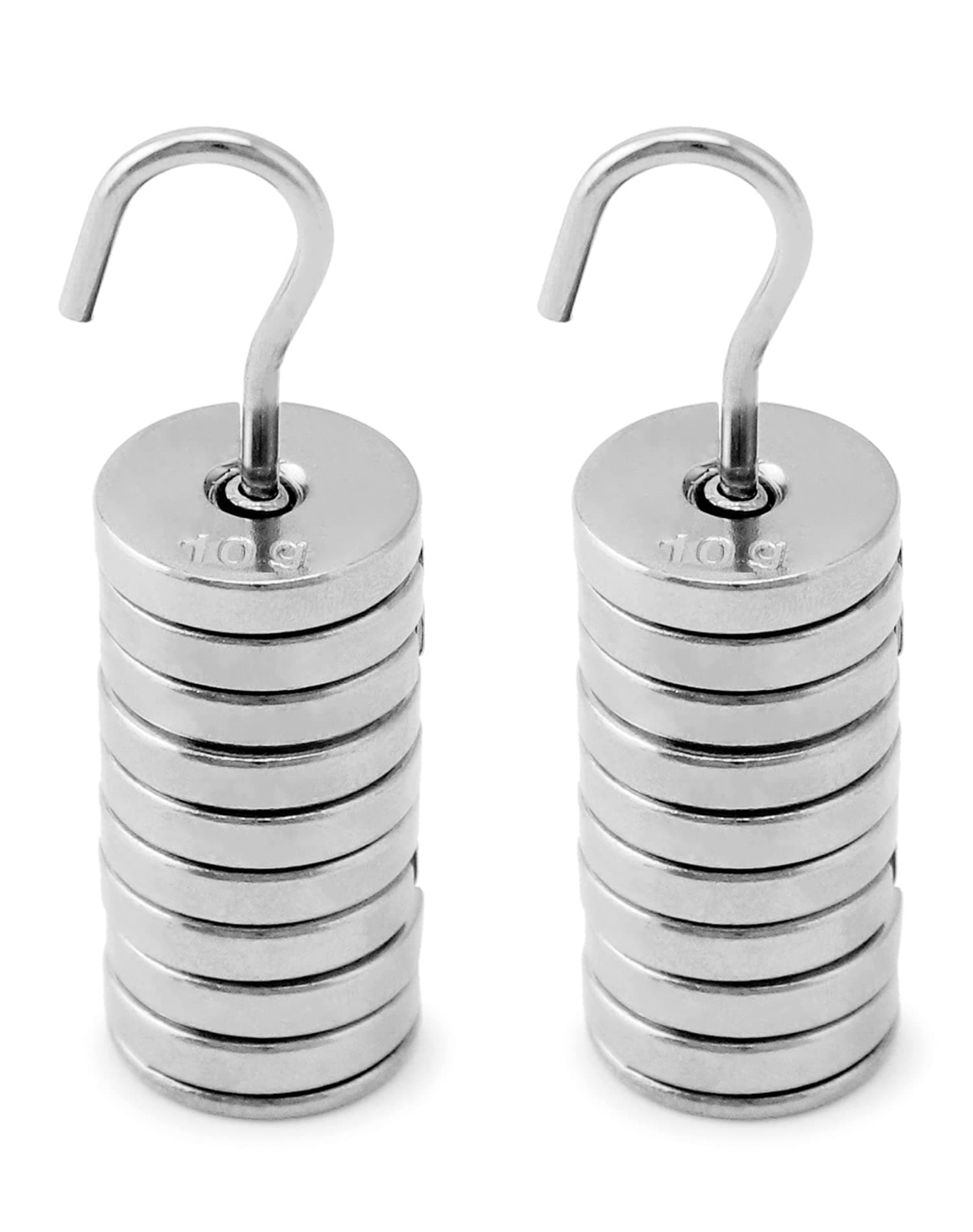 Lab Slotted Mass Set, 2 Set of Chromium-Plated Metal Slotted Weights, One Set - Total 100g - Includes 9 Weights (10g Each) & One Hanger (10g)