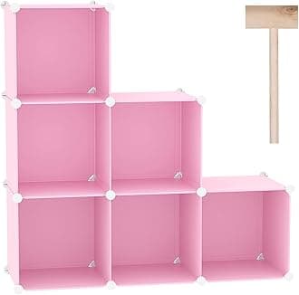 C&AHOME Cube Storage Organizer, 6-Cube Shelves Units, Closet Cabinet, DIY Plastic Modular Book Shelf, Ideal for Bedroom, Living Room, Office, 36.6" L x 12.4" W x 36.6" H Pink UPCS06P