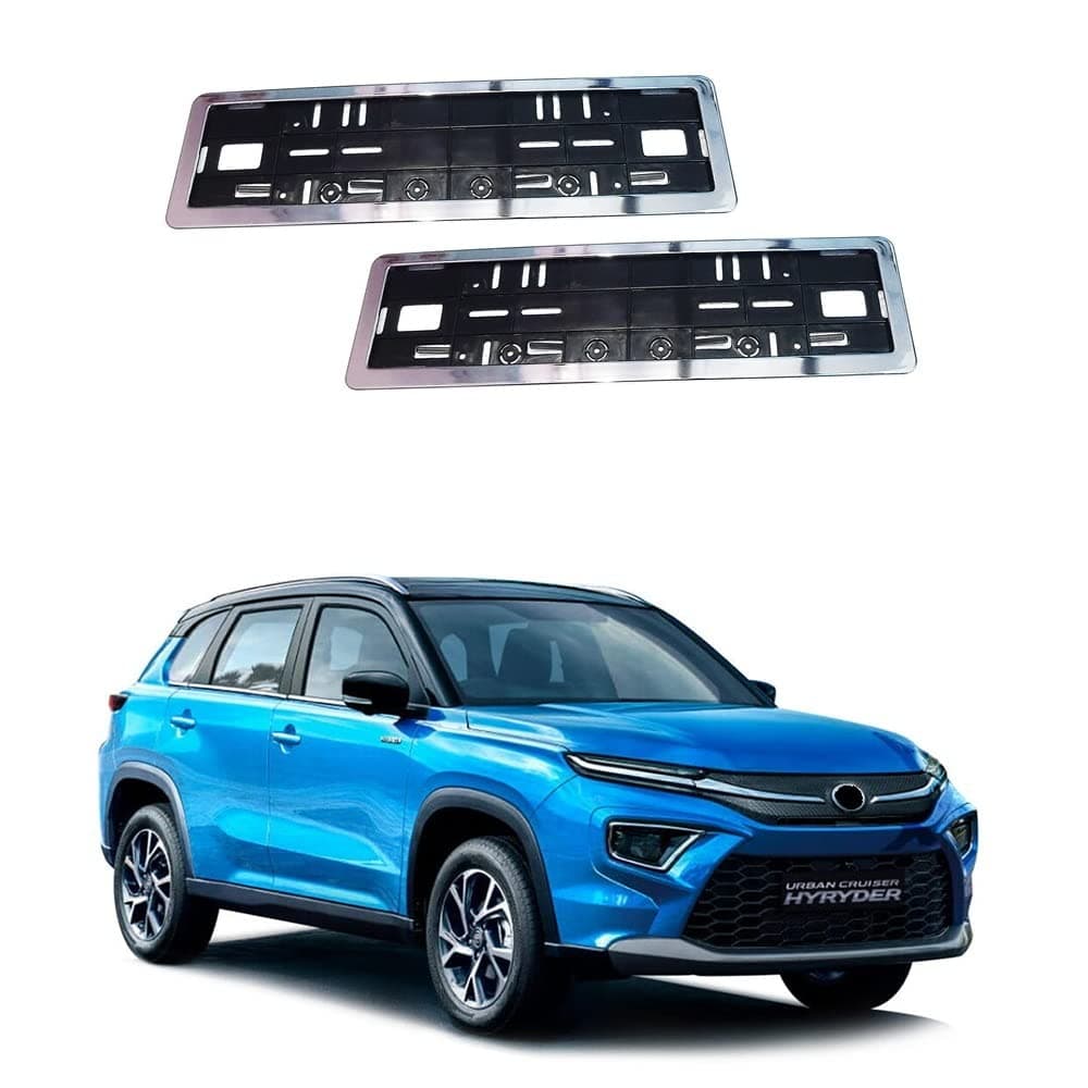 Front & Rear Number Plate Frame Chrome Suitable for Toyota Urban Cruiser Hyryder (2022 to Present)