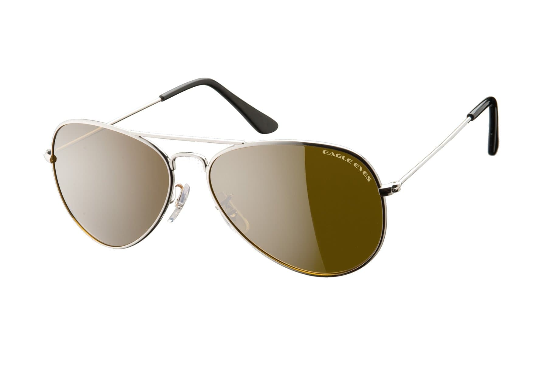 Eagle Eyes Classic Aviator Sunglasses -Silver Stainless Steel Frame (58mm), Polarized Lenses