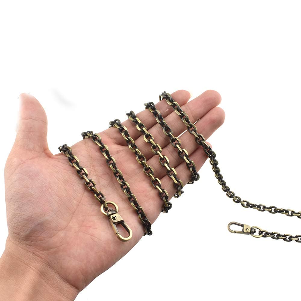 HAHIYO Mini Pochette Purse Chain Strap Thin Wide 6mm for LV Length 59.1 inches Thick 2mm Shiny Bronze for Shoulder Cross Body Sling Handbag Wallet Clutch Comfortable Flat Metal Strap 1 Pack