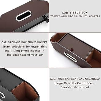 Car Seat Back Organizer - Stylish & Functional Storage for Family Adventures - Cup Holders, Tissue Box & Hooks - Perfect for Kids, Road Trips & Travel (Navy Blue)