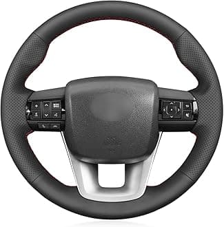 MEWANT Car Steering Wheel Cover for Toyota Hilux/Fortuner Hand Stitch Artificial Leather Car Steering Wrap