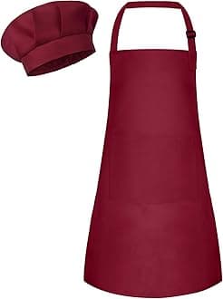 Kids Apron and Chef Hat Set Children Apron Adjustable with 2 Pockets Children Chef Painting for Cooking Baking