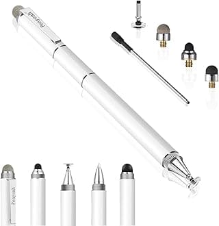 Penyeah Stylus for Touch Screens - DIY [4-in-1] High Sensitivity and Precision Disc Stylus Pen Universal for iPad iPhone Tablets All Capacitive Touch Screens with 4 Replacement Tips - White