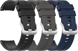 3-Pack Silicone Bands for Huawei Watch GT Classic Replacement Strap (Black, Gray, Navy Blue)