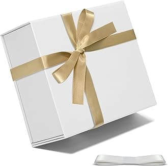 Corsiampoo White Gift Box 7.5x7x3.1 Inches, Gift Boxes with Magnetic Lids and Ribbons for Birthday, Wedding, Party, Halloween and Christmas, 1 Pack