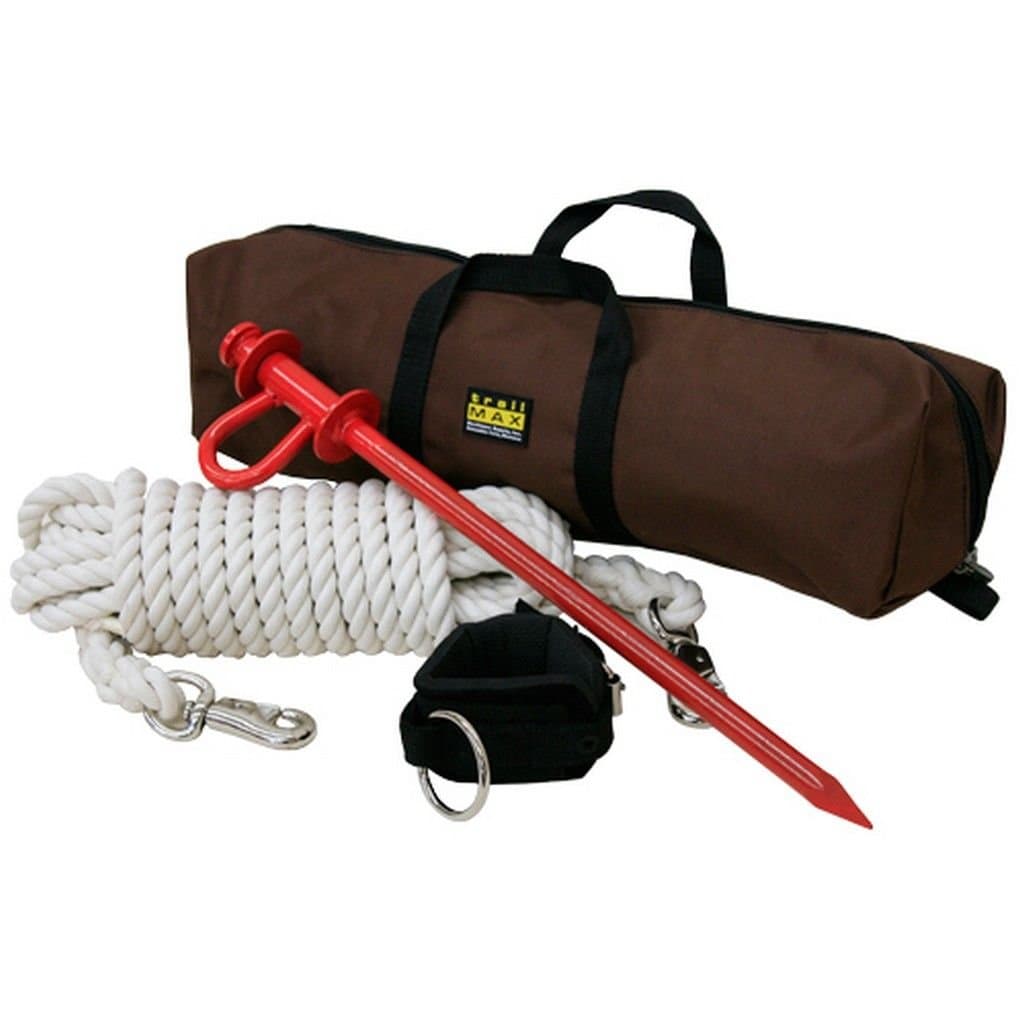 TrailMax Picket Hobble Kit for Horses or Mules; Picket Hobble kit w/Steel Pin, 30ft Cotton Picket Rope, Neoprene One-Leg Hobble; Horse & Mule Picket Hobble Kit; Secure Stock in Camp