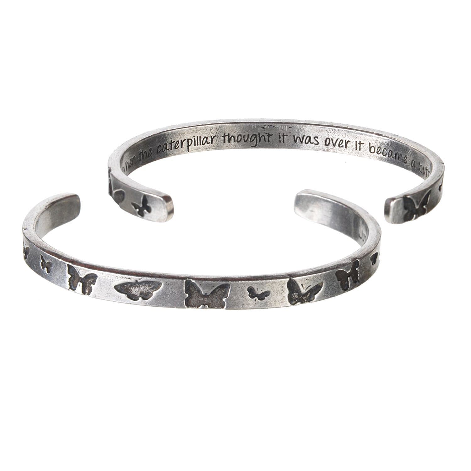 JUST WHEN THE CATERPILLAR THOUGHT IT WAS OVER, IT BECAME A BUTTERFLY QUOTABLE CUFF BRACELET