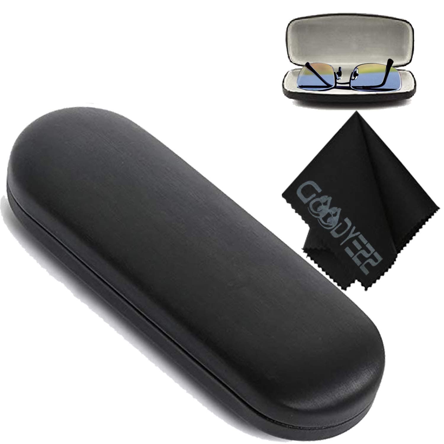 Glasses Case Hard Shell Holder For Reading Eyeglasses Eyewear W/Cleaning Cloth