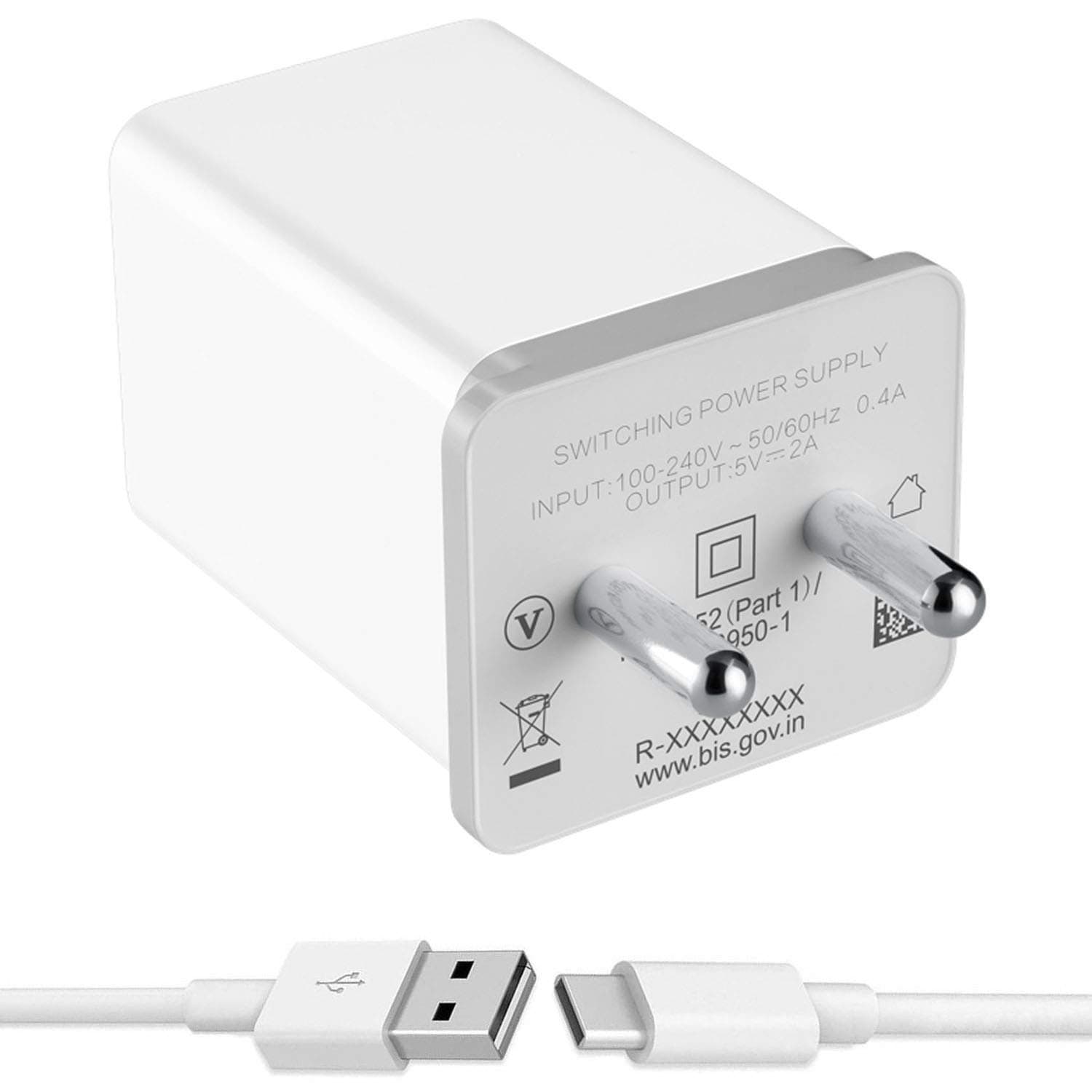 GoSale Fast Type-C Charger for Oppo A9 2020 / A 9 2020 Charger Original Adapter Like Wall Charger | Mobile Charger | Fast Charger with 1 Meter USB Type C Charging Data Cable (2 Amp, TOC3, White)