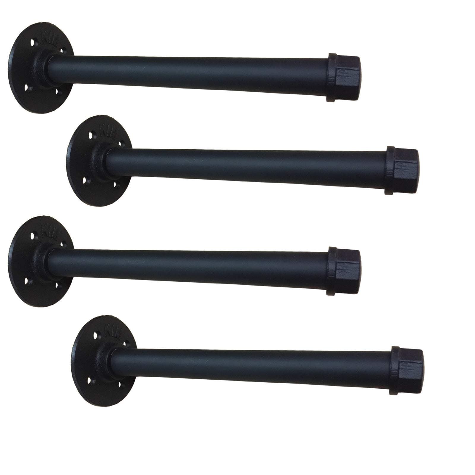 Yuanshikj 4Pc ( 8" deep 3/4" Pipe ) Industrial Wall Mount Iron Pipe Shelf Shelves Shelving Bracket Vintage Retro Black DIY Open Bookshelf DIY Storage Home Improvement Kitchen (4Pc 8 " Deep)