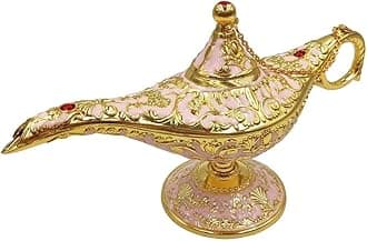 Hourwof Aladdin Genie Lamp Vintage Legend Aladdin Magic Lamp Wishing Light Arabian Costume Props Party Wedding Table Decoration Birthday Gift,Large Pink