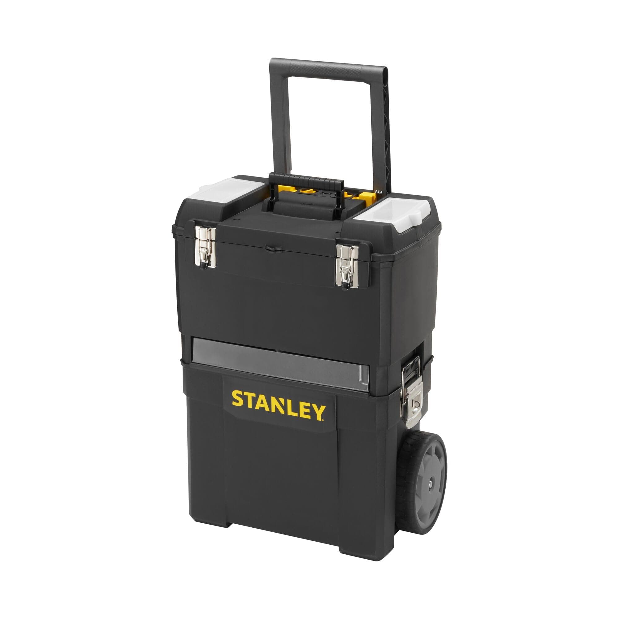 STANLEY Mobile Work Centre Toolbox, 2-in-1 Rolling Workshop with Stackable Units, Removable Toolbox, and Swivel Storage Carousel, 1-93-968