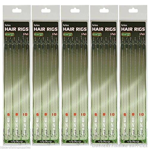 30 X Hair Rigs Barbless Size 6 8 10 Carp fishing Rigs Tackle 12lb Braid