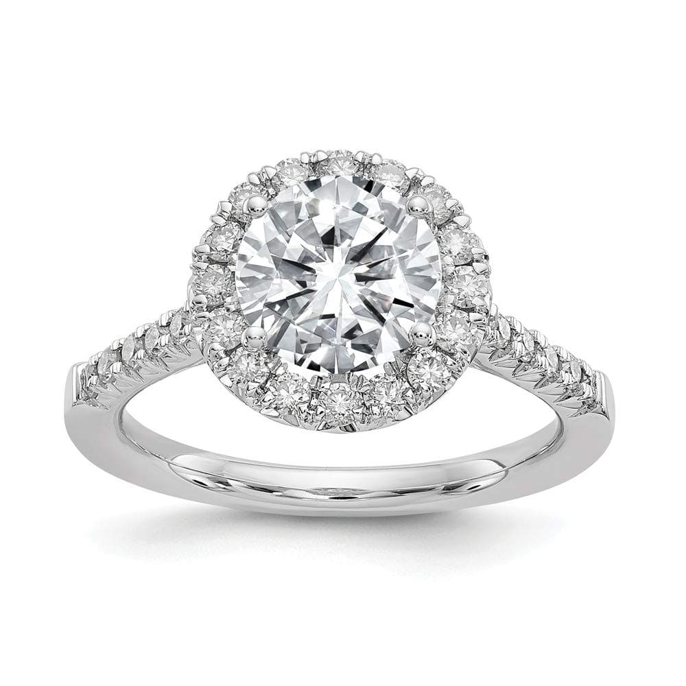 14k White Gold 1 1/2ct. G H I True Round Halo Moissanite Engagement Band Ring Size 7.00 Smx Fine Jewellery For Women Gifts For Her