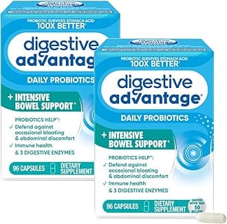 IBS Probiotics for Digestive Health & Intensive Bowel Support, for Women & Men with Digestive Enzymes, Support for Occasional Bloating & Gut Health, 96ct Capsules (2)