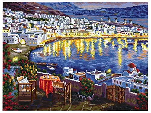 TINMI ATRS-DIY Counted Cross Stitch Kits Printed Needlework Embroidery Kits 11CT Home Decor(30.4"x23.4" Night City)