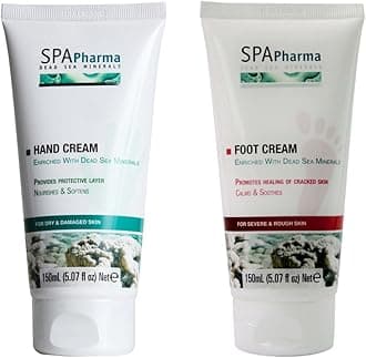 SPA Pharma Dead Sea Foot Cream & Moisturizing Hand Cream for Dry and Damaged Skin (2 Pack)