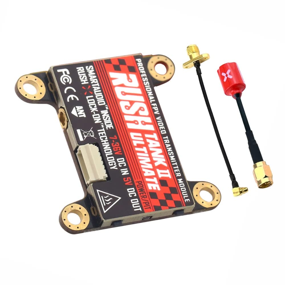 FPV VTX Rush Tank III RUSHFPV 5.8G FPV Video Transmitter 30 * 30mm PIT/25/200/500/800mW Switchable with Foxeer Antenna for FPV Racing Drone (Red Antenna)