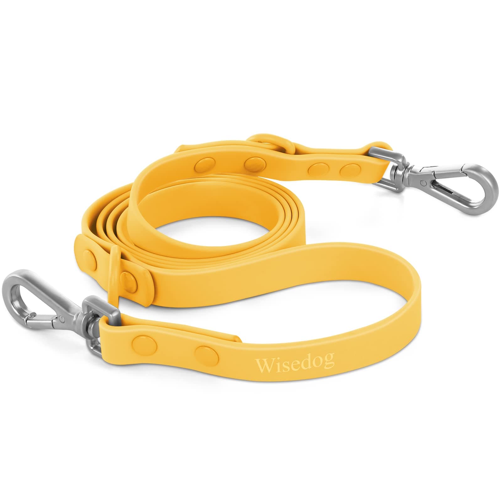 Waterproof Dog Leash: Standard Dog Leashes with 2 Hooks for Walking, Adjustable Lengths for Traffic Control Safety, Durable and Odor Proof, for Medium Large Dogs (M|3/4 in × 5 ft, Butter Yellow)