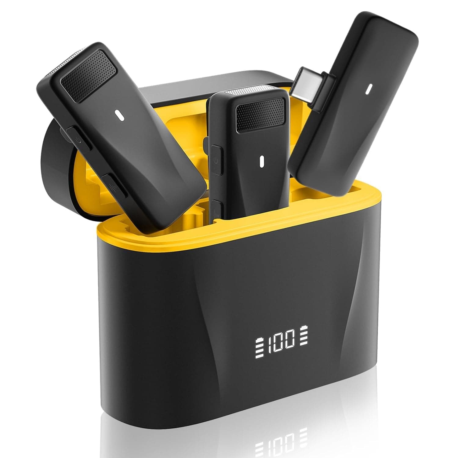 MAYBESTA Mini Wireless Lavalier Microphone for iPhone iPad - 2 Pack Tiny Lav Clip On Microphones with Charging Case, Noise Reductiont - Lapel Mics for Video Recording Streaming Podcast (MB31)