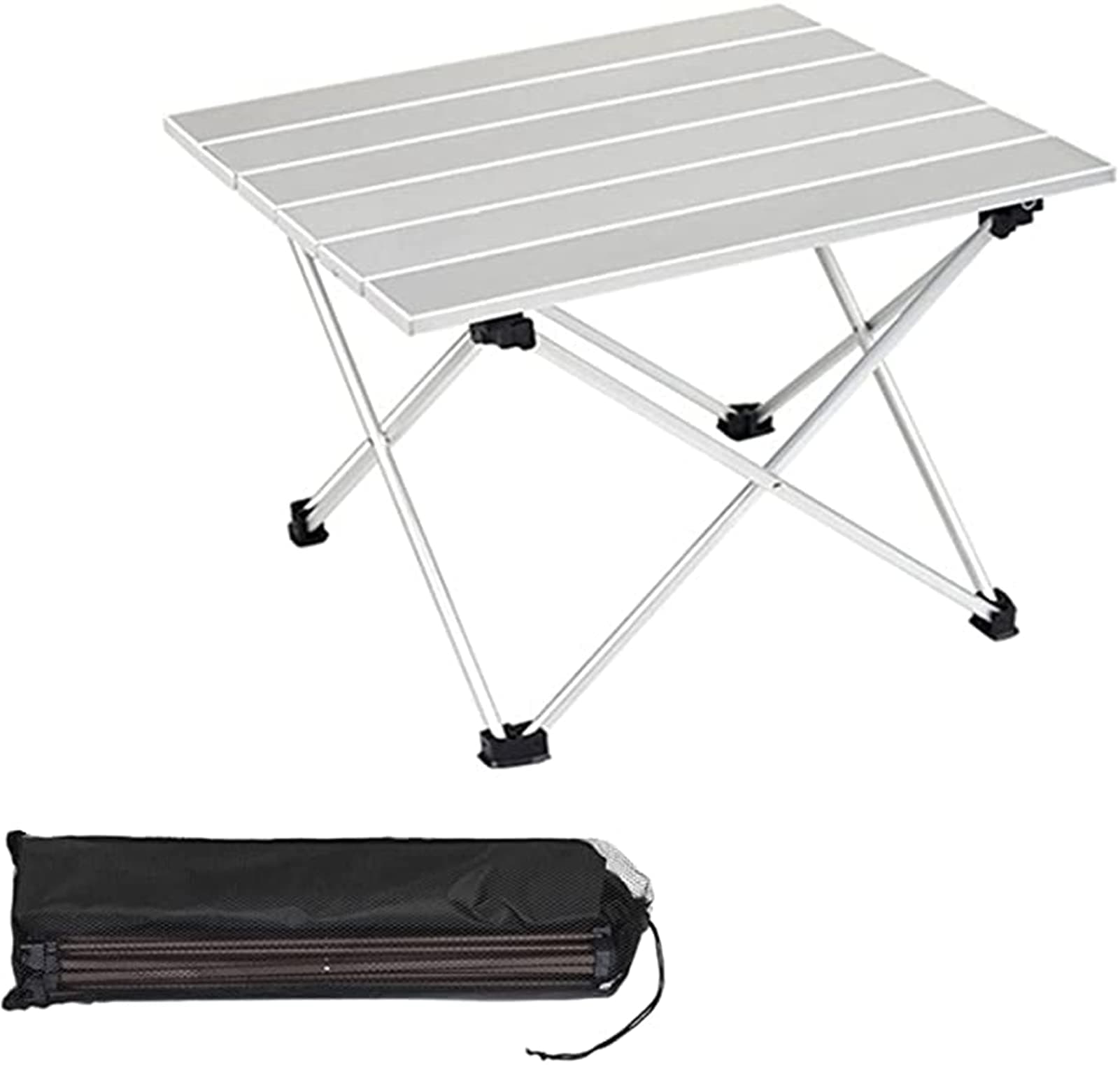 Conobo Portable Camping Table - Ultralight Folding Table with Carry Bag, Collapsible Top for Picnic, Cooking, Camping, Beach, Festival (56 x 41 x 40cm - Silver)