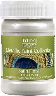 6 oz Modern Masters ME196 Pearl White Metallic Paint Collection, Satin Water-Based Decorative Metallic Paint