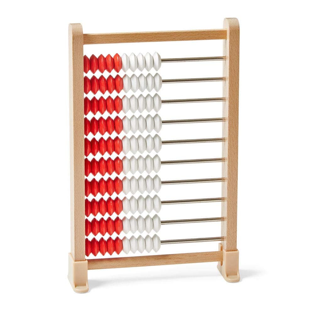 Mini 100 Bead Wooden Rekenrek, Abacus for Kids Math, Math Manipulatives Kindergarten, Counting Rack for Kids, Counters for Kids Math, Educational Toys for Elementary Kids (Set of 1)