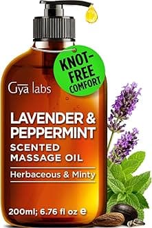 Gya Labs Lavender & Peppermint Massage Oil - 6.76 Fl Oz - Sore Muscle Massage Oil for Relaxation and Recovery - Fast-Absorbing and Non-Greasy Formula, Non-GMO, Cruelty-Free