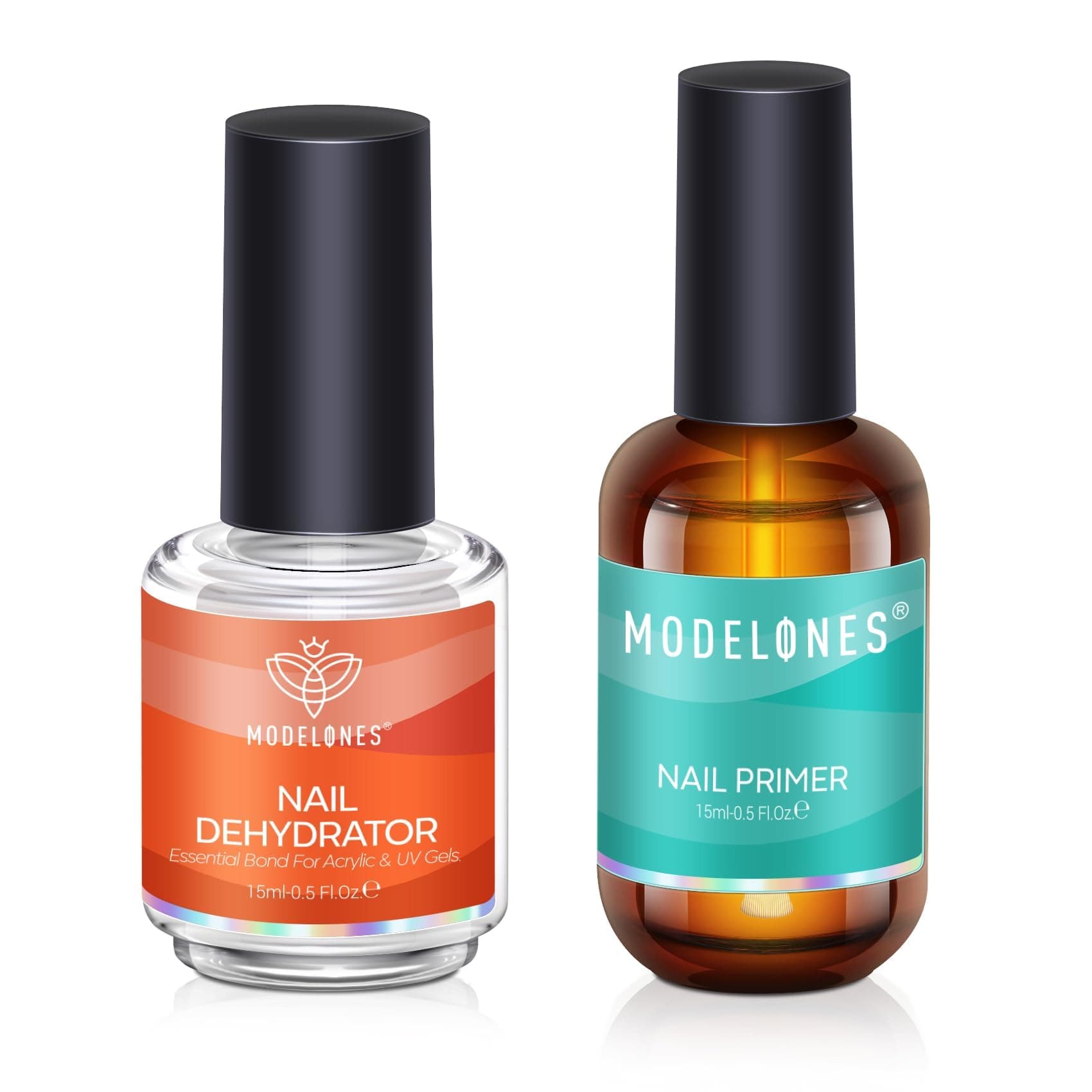 modelones 15 ml Nail Dehydrator and Primer, Acid Free Base Coat Natural Prep Dehydrate & Bond Primer Kit, Hema-Free Acrylic Nail Supplies