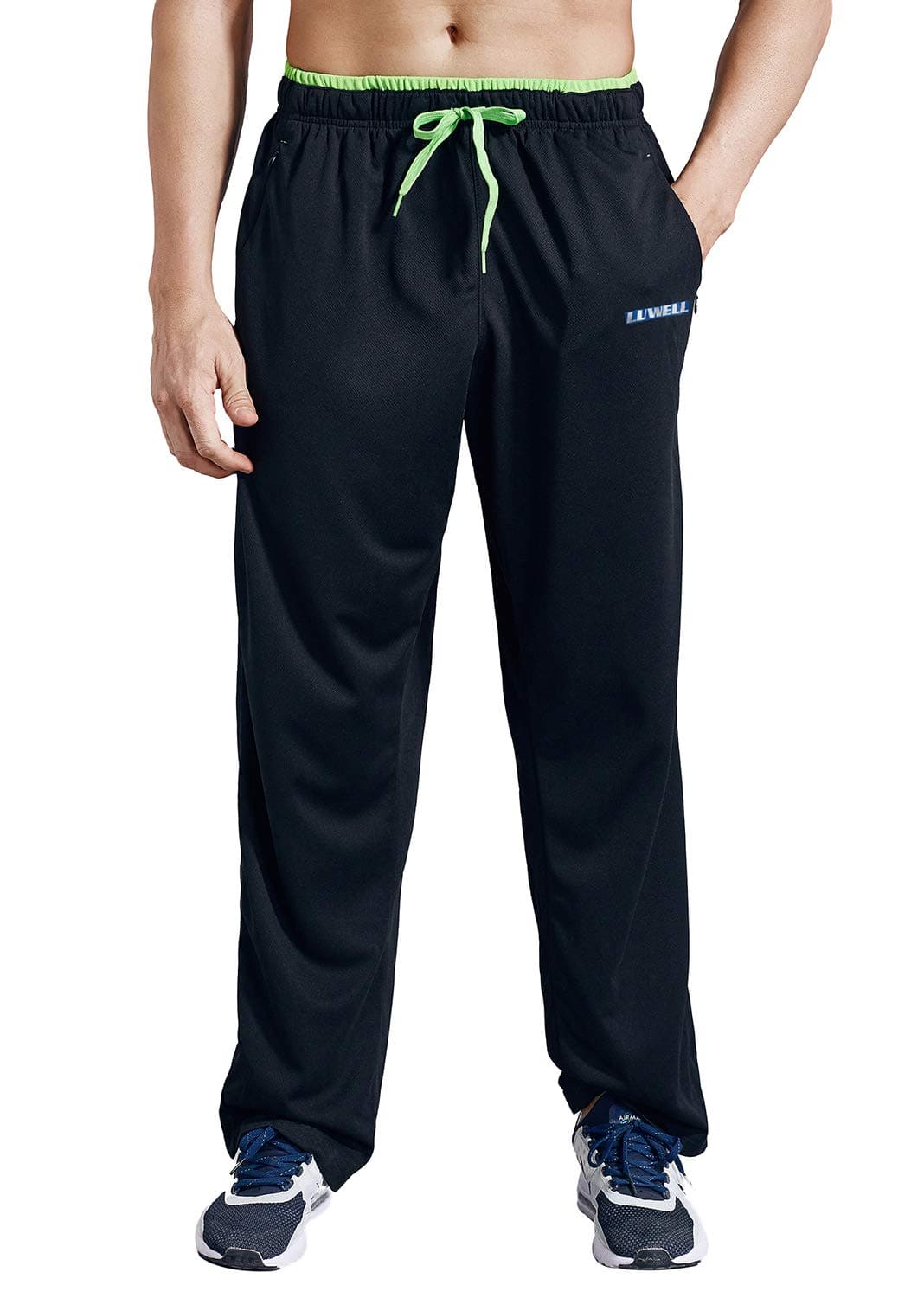 LUWELL PRO Men's Sweatpants with Pockets Open Bottom Athletic Pants for Jogging, Workout, Gym, Running, Training