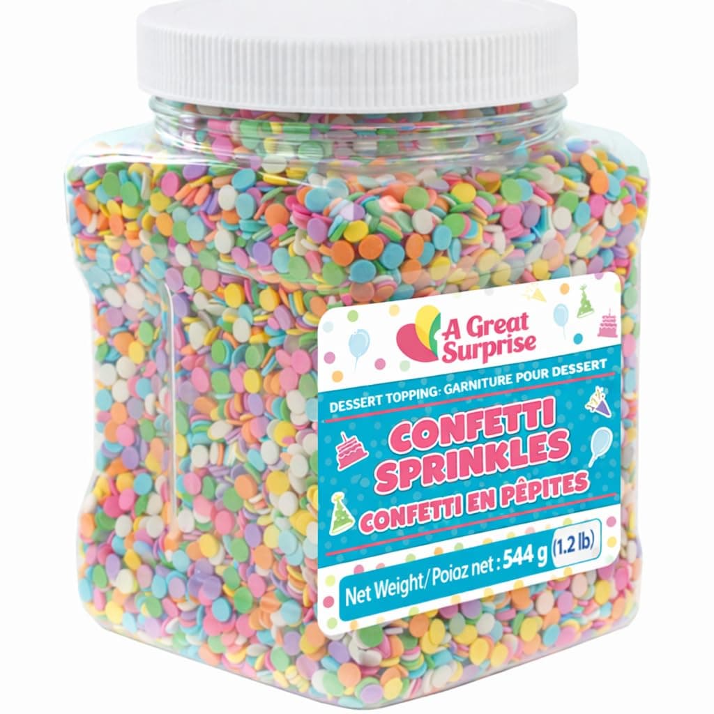 Confetti Sprinkles – 1.2 lb Bulk Pastel Rainbow Flat Round Jimmies – Baking Sprinkles for Cookies, Cupcakes, Cake Decorating, Ice Cream & Desserts