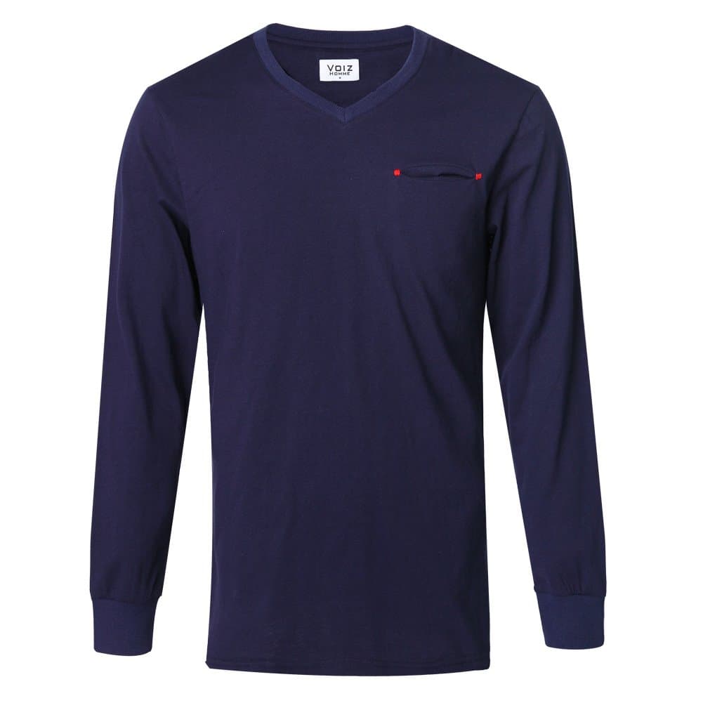 VOIZ Homme Long Sleeve Basic T Shirt Button Down Shirts