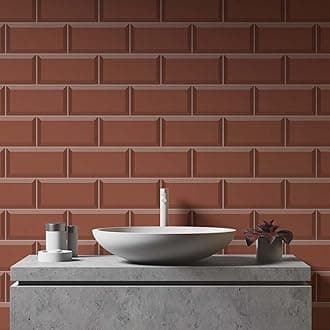 54Pcs Alwayspon Wall Tile Transfers Sticker for Home Decor, Peel and Stick Self-Adhesive Splashback, Stick on Tile Decals for Living Room Kitchen Bathroom Decor, Red Brick